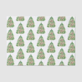 Watercolor Burgundy & Green Weihnachtsbaum Seidenpapier