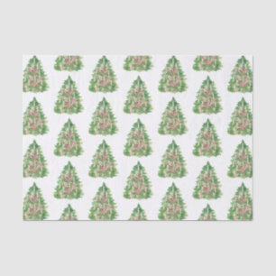 Watercolor Burgundy & Green Weihnachtsbaum Seidenpapier