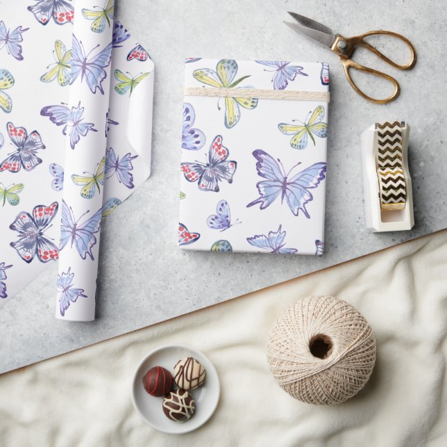 Watercolor Butterfisch Wrapping Paper Geschenkpapier (Kunsthandwerk)