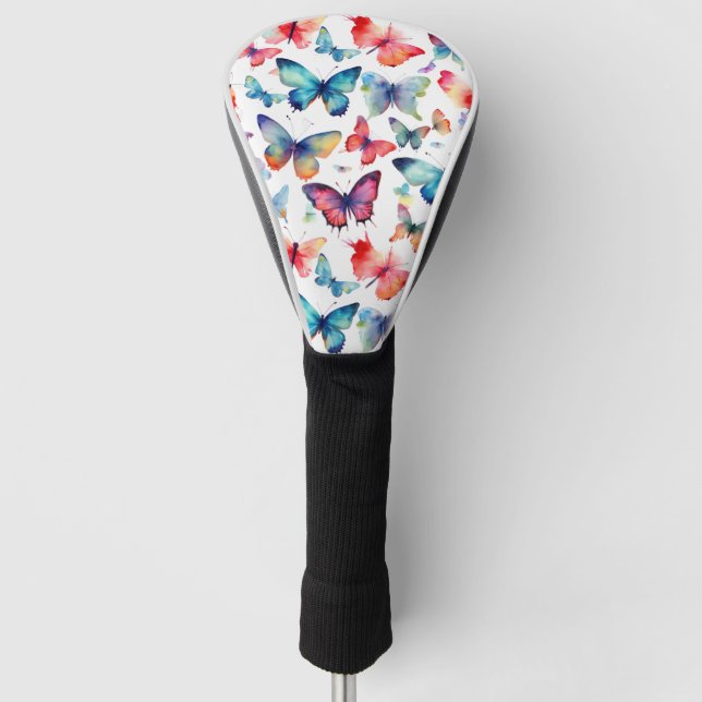 Watercolor Butterflies Colorful Pattern Golf Headcover (Vorderseite)