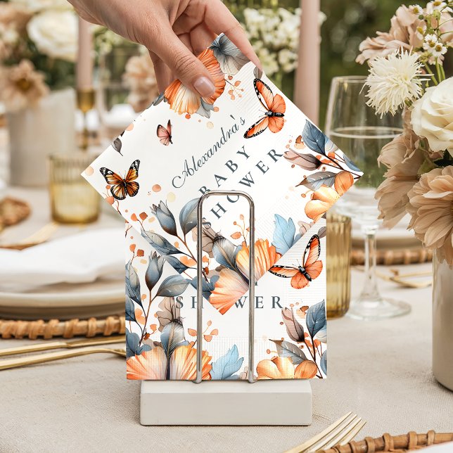 Watercolor Butterfly Bloom Baby Shower Serviette (Von Creator hochgeladen)