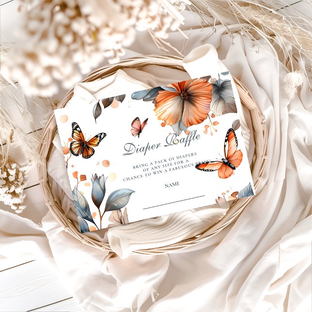 Watercolor Butterfly Bloom Diapper Raffle Begleitkarte (Von Creator hochgeladen)