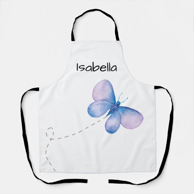 Watercolor Butterfly Flight Script Name Art Schürze (Vorderseite)