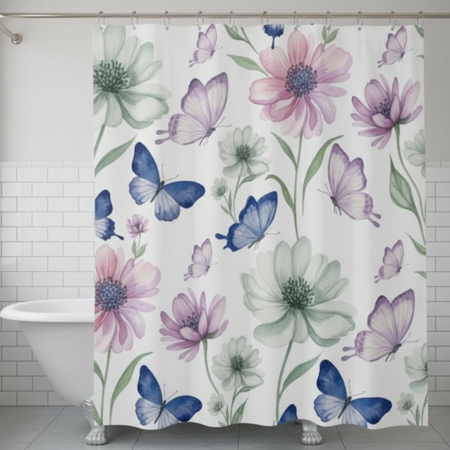 Watercolor Butterfly & Floral Shower Curtain Duschvorhang (Watercolor Butterfly & Floral Shower Curtain)