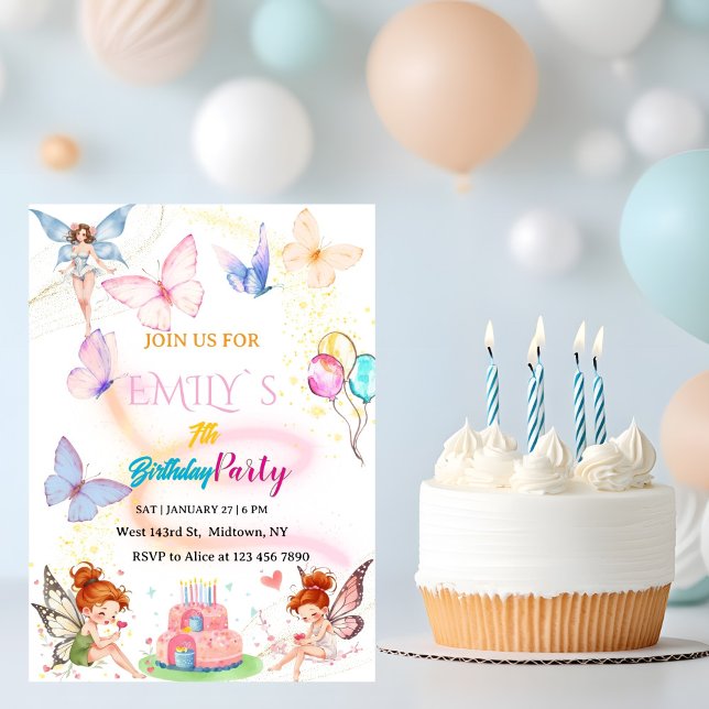 Watercolor Butterfly Magical Fairy Birthday Einladung (Von Creator hochgeladen)