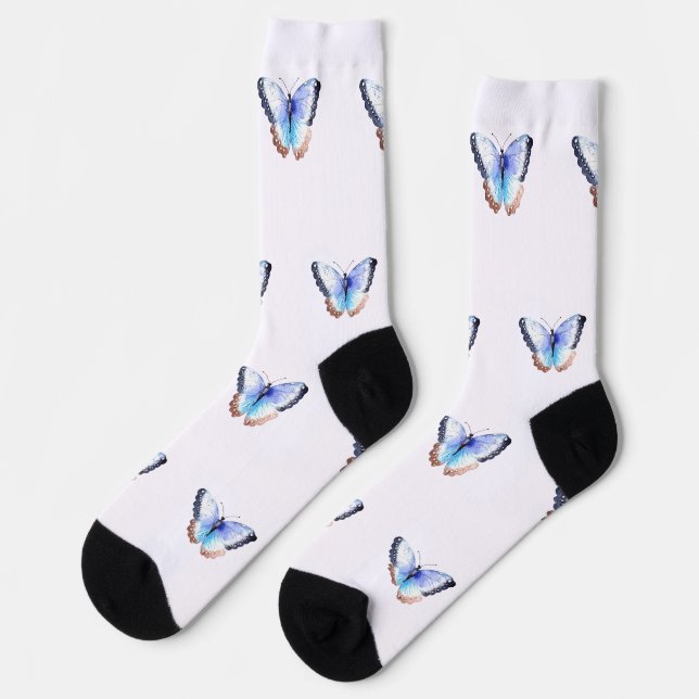 Watercolor Butterfly Pattern Socken (Linkes Detail)