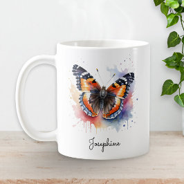 Watercolor Butterfly Red Admiral Personalized Mug Kaffeetasse