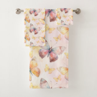Watercolor Butterfly Whimsy Badhandtuch Set