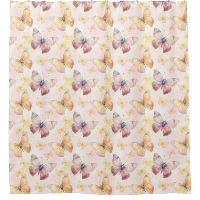 Watercolor Butterfly Whimsy Duschvorhang (Vorderseite)