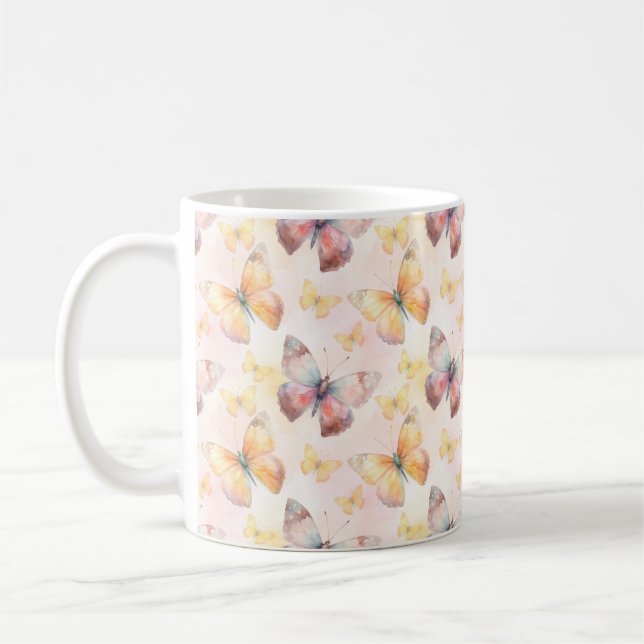 Watercolor Butterfly Whimsy Kaffeetasse (Links)