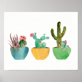 Watercolor Cactus and Succulent Print Poster