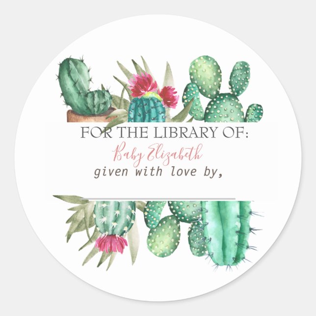 Watercolor Cactus Pregnancy Runder Aufkleber (Vorderseite)