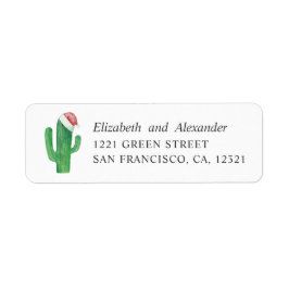Watercolor Cactus. Santa Claus. Christmas address