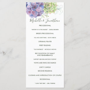 Watercolor Cactus Succulents Mariage Programme