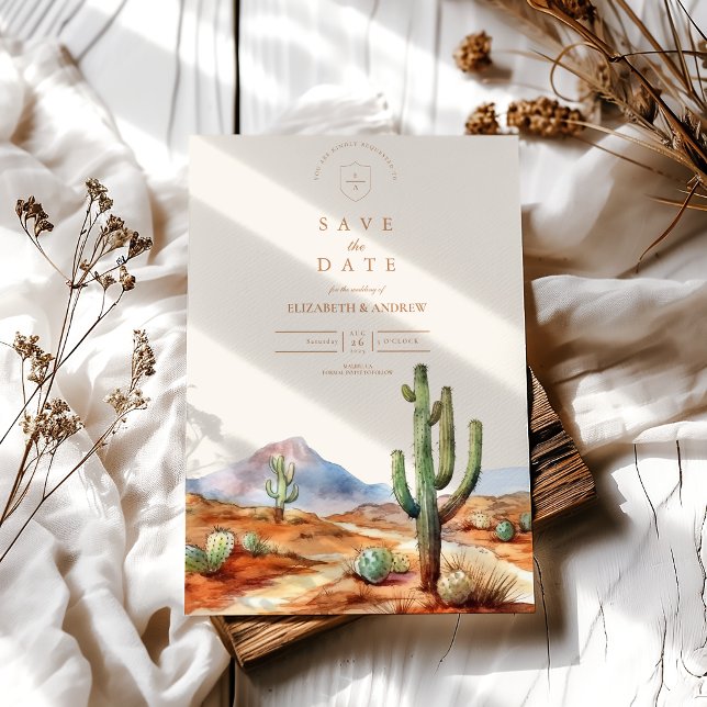 Watercolor Cactus Wüste Landscape Wedding Save The Date (Von Creator hochgeladen)