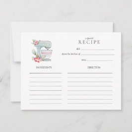 Watercolor Cake mixer  baking Recipe card Mitteilungskarte