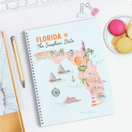 Watercolor California Staat Art Map Travel Journal Notizbuch