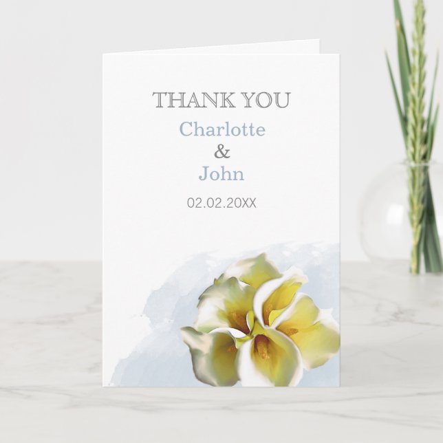 watercolor calla lys Mariage Merci cartes (Devant)