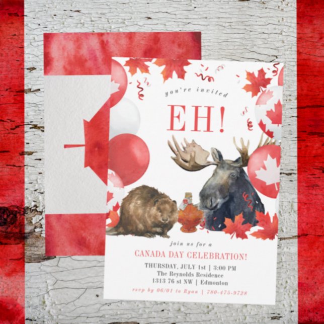 Watercolor Canada Day BBQ Summer Party Invitation (Créateur téléchargé)
