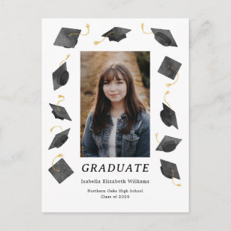 Watercolor Caps Graduation Party Invitation Postkarte