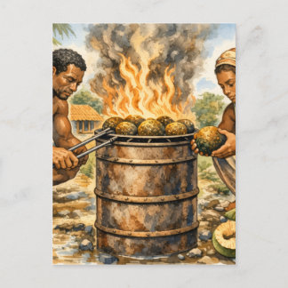 Watercolor Caribbean Breadfruit Scene Postkarte