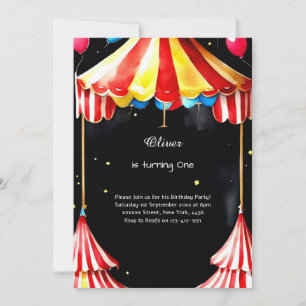 Watercolor Carnival Circus 1er Invitation annivers