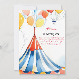 Watercolor Carnival Circus 1er Invitation annivers