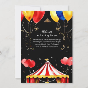 Watercolor Carnival Circus Anniversaire Invitation
