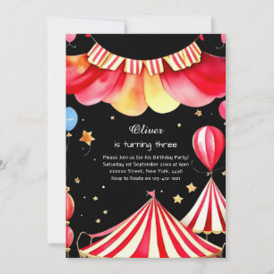 Watercolor Carnival Circus Anniversaire Invitation