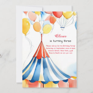 Watercolor Carnival Circus Anniversaire Invitation