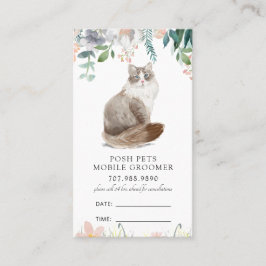 Watercolor Cat Mobile Pet Groomer Terminkarte