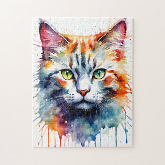 Watercolor Cat Multicolor Splash art