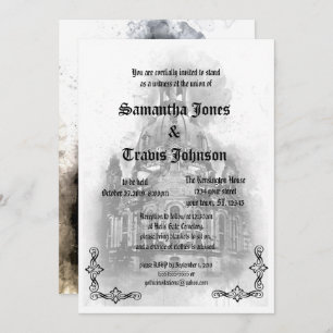 Watercolor Cathédrale Goth Wedding Invitations