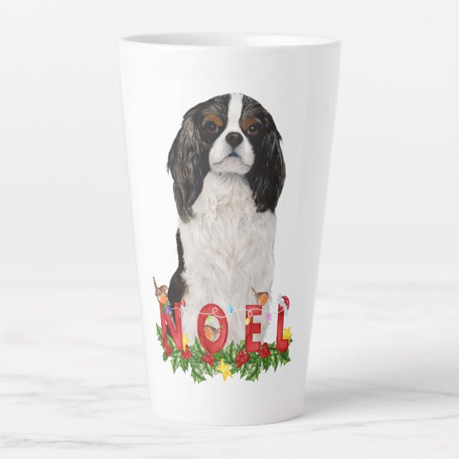 Watercolor Cavalier King Charles Weihnachten Weihn Milchtasse (Vorderseite)