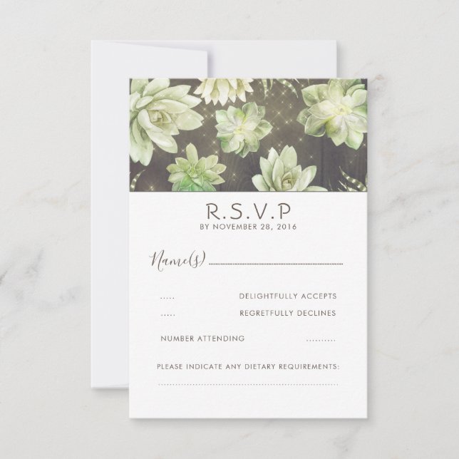 Watercolor Celadon Succulent Wedding RSVP (Vorderseite)