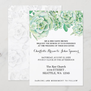 watercolor celadon succulentes invitations de mari