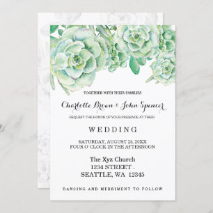 watercolor celadon succulentes invitations de mari