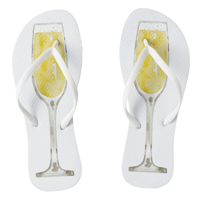 Watercolor Champagne Flutes Flip Flops (Fußbett)