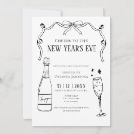 Watercolor Champagne New Year's Eve Party  Einladung