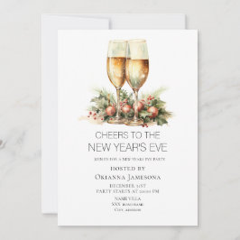 Watercolor Champagne New Year's Eve Party  Einladung