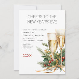 Watercolor Champagne New Year's Eve Party  Einladung