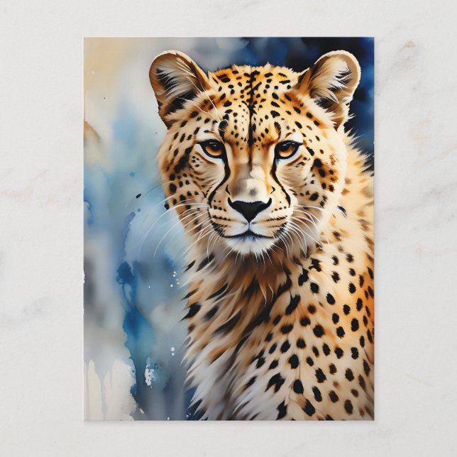 Watercolor Cheetah African Postkarte (Vorderseite)