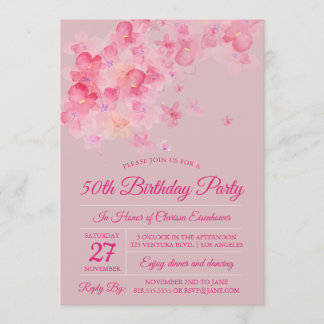 Watercolor Cherry Blossom Geburtstagsparty Einladung