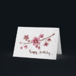 Watercolor Cherry blossom Happy Birthday Karte<br><div class="desc">Watercolor Cherry blossom Floral Happy Birthday Card .</div>