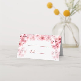 Watercolor Cherry Blossom Pink White Wedding Platzkarte