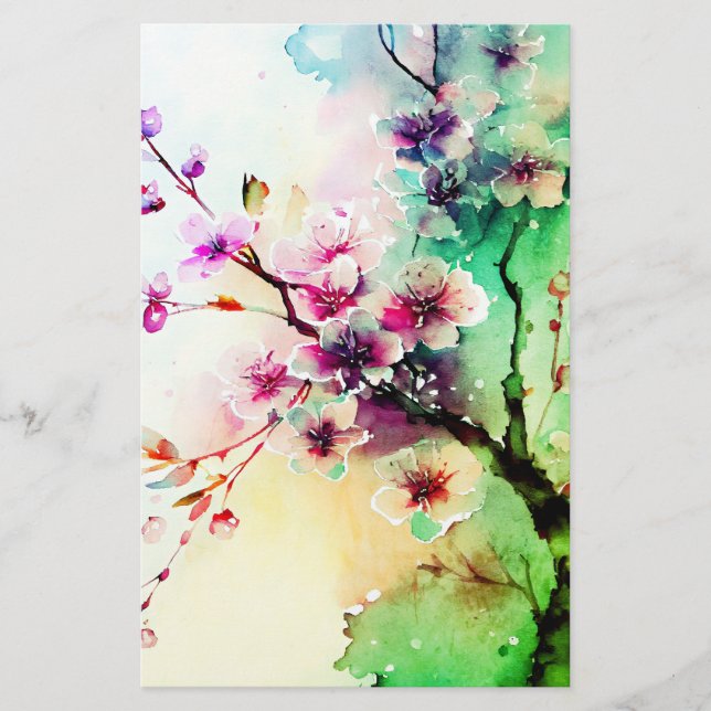 Watercolor Cherry Blossom Seifenspulpapier (Vorderseite)