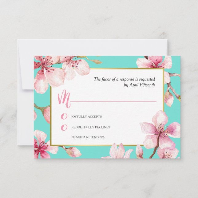 Watercolor Cherry Blossom Wedding RSVP (Vorderseite)