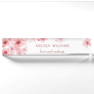 Watercolor Cherry Blossoms Pink Floral Namensplakette