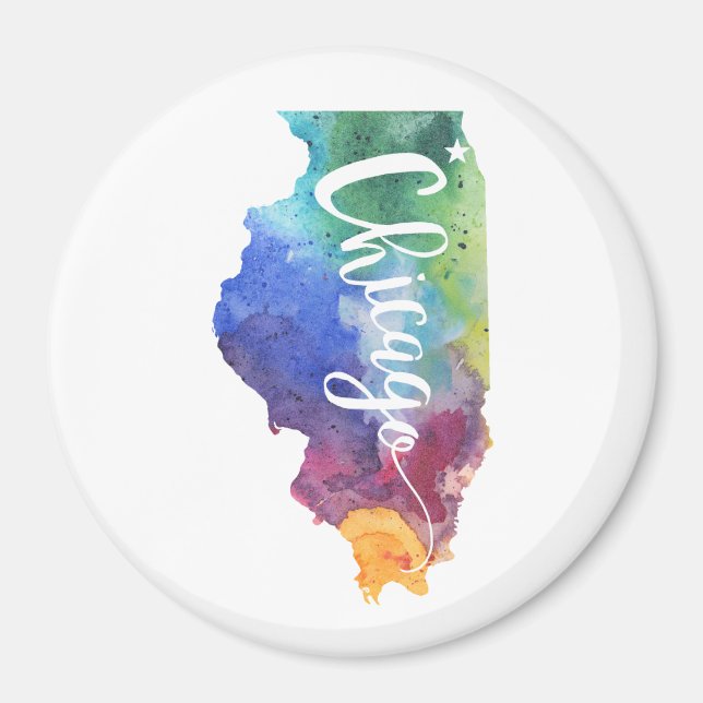 Watercolor Chicago Magnet (Vorne)