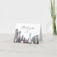 Watercolor Chicago Skyline Danke Karte
